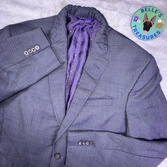 Ted Baker Other - Ted Baker Blazer 40R Blue Black Check‎ Endurance Single Breasted Suit Jacket